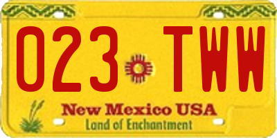 NM license plate 023TWW