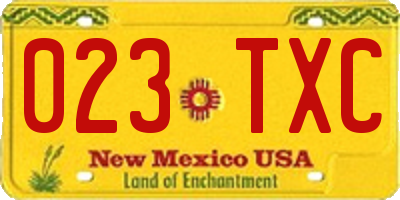 NM license plate 023TXC