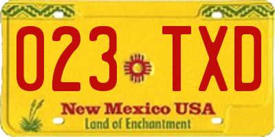 NM license plate 023TXD