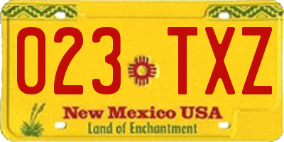 NM license plate 023TXZ