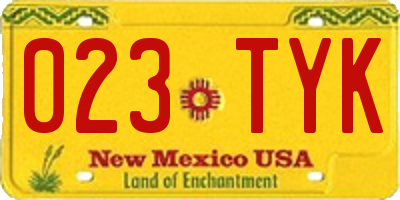 NM license plate 023TYK