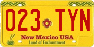 NM license plate 023TYN