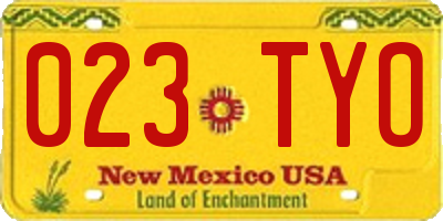 NM license plate 023TYO