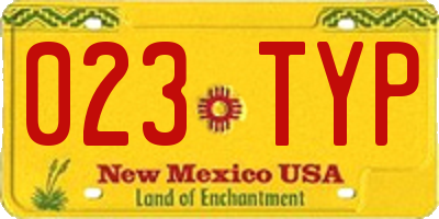 NM license plate 023TYP