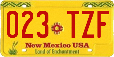 NM license plate 023TZF