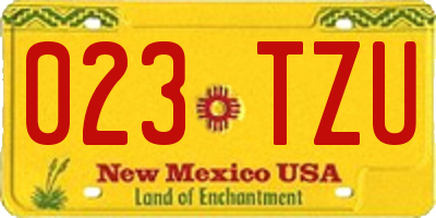 NM license plate 023TZU