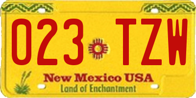 NM license plate 023TZW