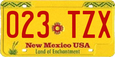 NM license plate 023TZX