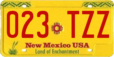NM license plate 023TZZ