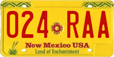 NM license plate 024RAA