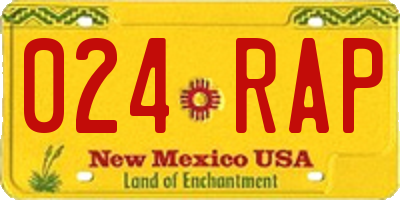 NM license plate 024RAP