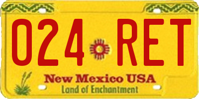 NM license plate 024RET