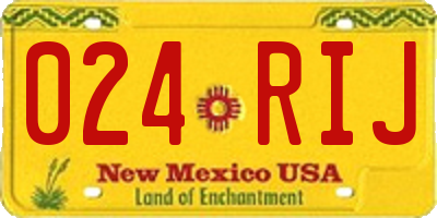 NM license plate 024RIJ