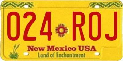 NM license plate 024ROJ
