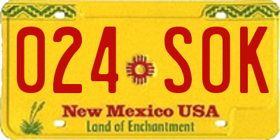 NM license plate 024SOK