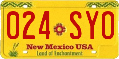 NM license plate 024SYO