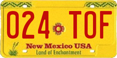 NM license plate 024TOF