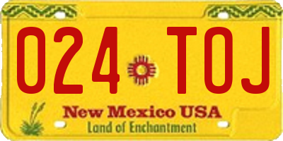NM license plate 024TOJ