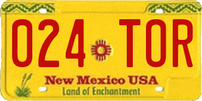 NM license plate 024TOR