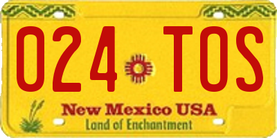 NM license plate 024TOS