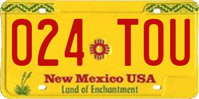 NM license plate 024TOU