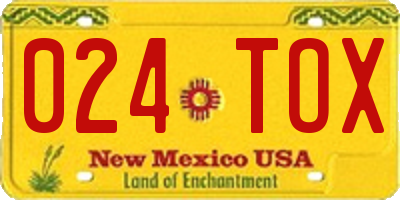 NM license plate 024TOX