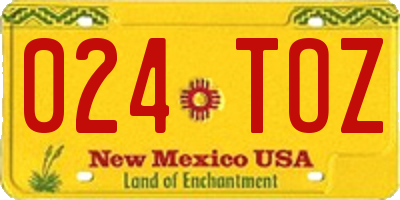 NM license plate 024TOZ