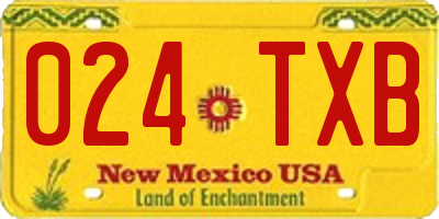 NM license plate 024TXB