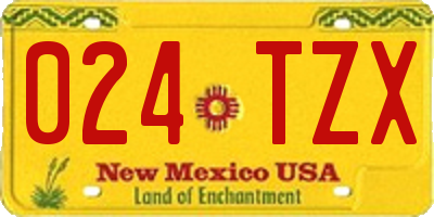 NM license plate 024TZX