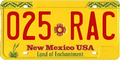 NM license plate 025RAC