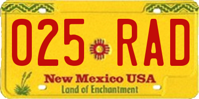 NM license plate 025RAD