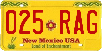 NM license plate 025RAG