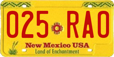 NM license plate 025RAO