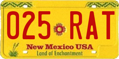 NM license plate 025RAT