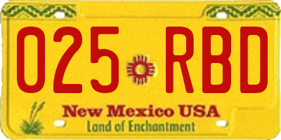 NM license plate 025RBD