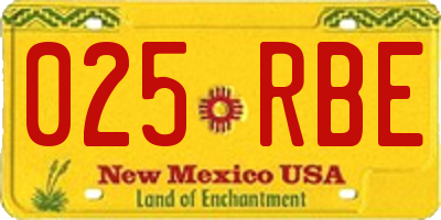 NM license plate 025RBE