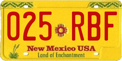 NM license plate 025RBF