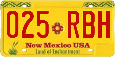 NM license plate 025RBH
