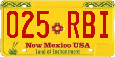 NM license plate 025RBI