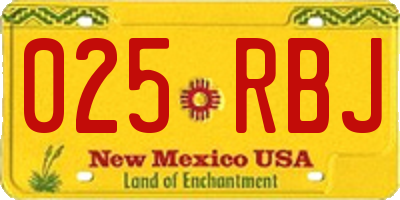 NM license plate 025RBJ