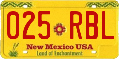 NM license plate 025RBL