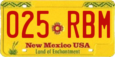 NM license plate 025RBM