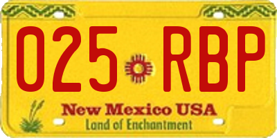 NM license plate 025RBP