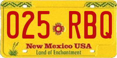 NM license plate 025RBQ