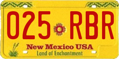 NM license plate 025RBR