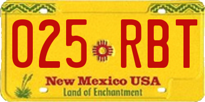 NM license plate 025RBT