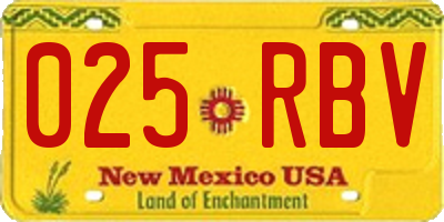 NM license plate 025RBV
