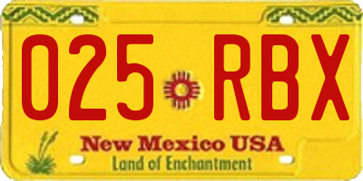 NM license plate 025RBX