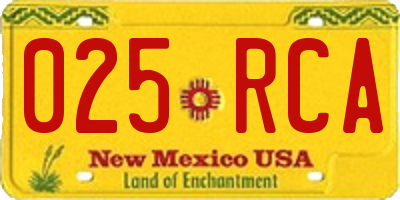 NM license plate 025RCA