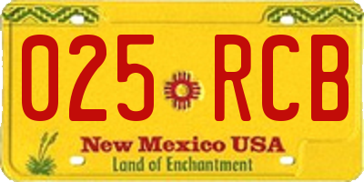 NM license plate 025RCB